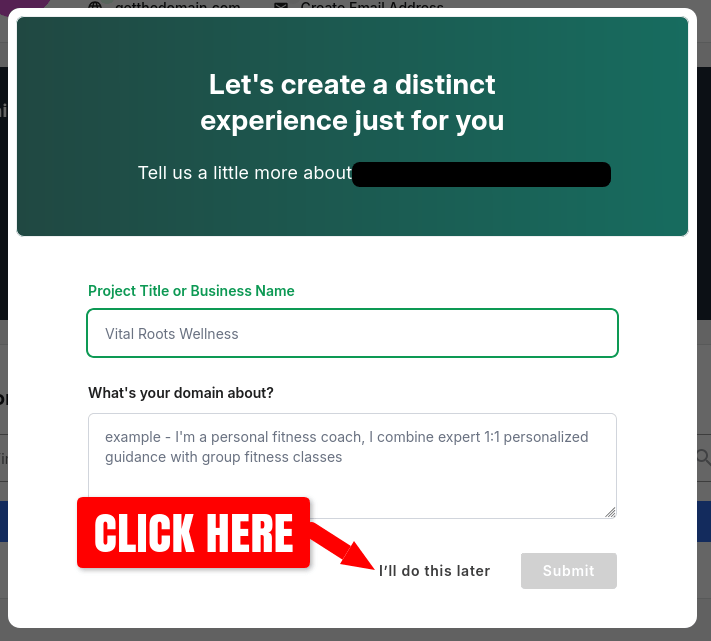 NetworkSolutions.com account home page pop-up