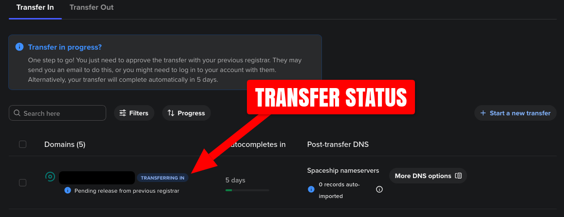 Spaceship transfer manager age transfer in progress screenshot