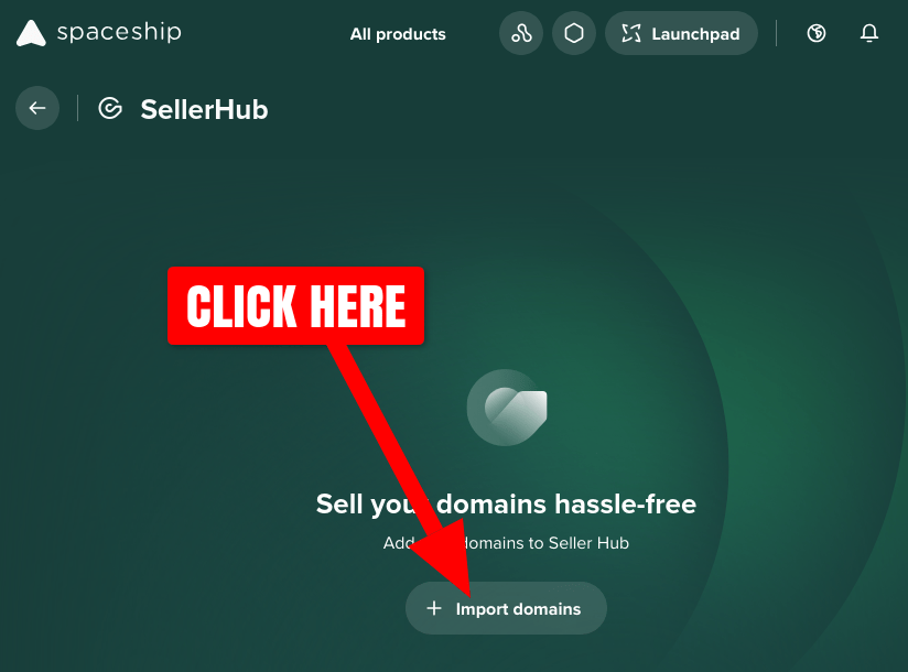 Screenshot of navigating to SellerHub using the Spaceship.com menu