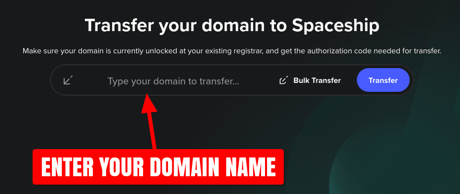 Spaceship.com transfer domain in page screenshot